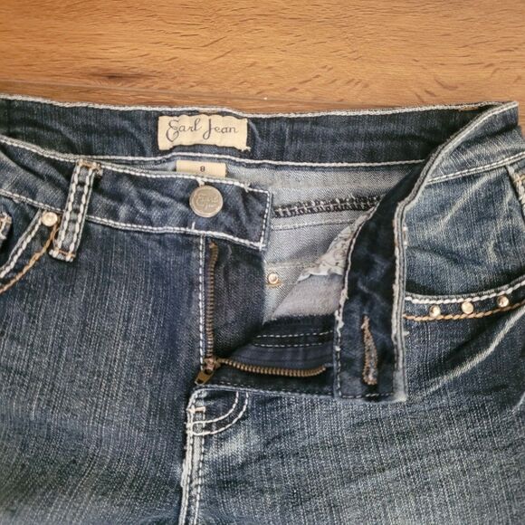 Earl Jeans Womens Size 8 Blue Bootcut Mid Rise Flap Pocket Rhinestone Denim - Picture 8 of 12